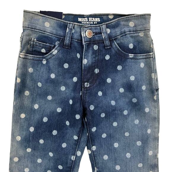 NWT Miss Jeans Girls Polka Dot Distressed Denim Jean 6 - Picture 3 of 4